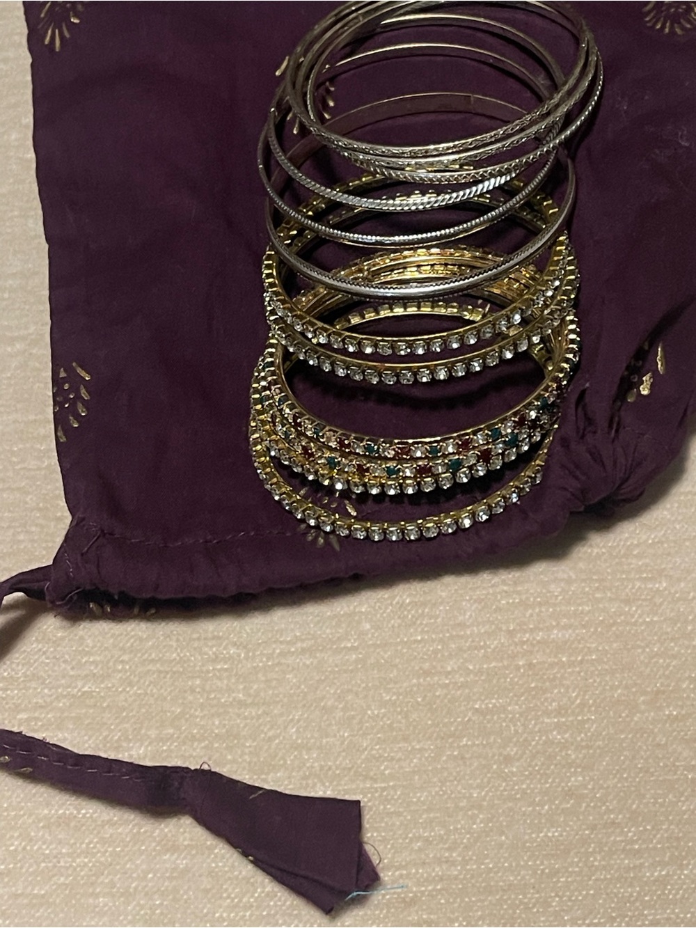 Gold and Silver Crystal Bangle Bracelet Set - Women's Jewelry